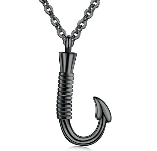 DOTUIARG Edelstahl Angelhaken Einäscherung Halskette für Asche Fischhaken Urne Schmuck Gedenkanhänger Andenken für Männer DOTUIARG Edelstahl Angelhaken Einäscherung Halskette für Asche Fischhaken Urne Schmuck Gedenkanhänger Andenken für Männer von DOTUIARG
