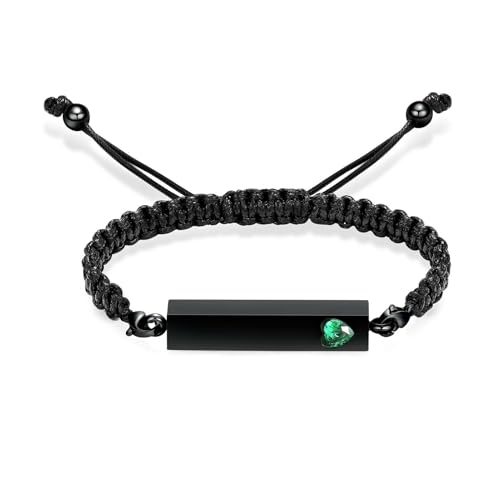 DOTUIARG Einäscherung Armband für Asche Herz Geburtsstein handgemachte geflochtene verstellbare Armreif Andenken Urne Gedenkschmuck für Frauen von DOTUIARG
