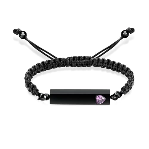 DOTUIARG Einäscherung Armband für Asche Herz Geburtsstein handgemachte geflochtene verstellbare Armreif Andenken Urne Gedenkschmuck für Frauen von DOTUIARG