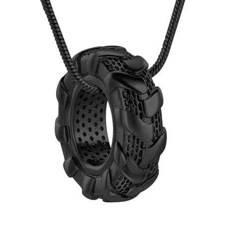 DOTUIARG Einäscherung Halskette Schmuck für Asche für Männer Edelstahl Rad Reifen Urne Memorial Anhänger Asche Halter Geliebte Andenken von DOTUIARG