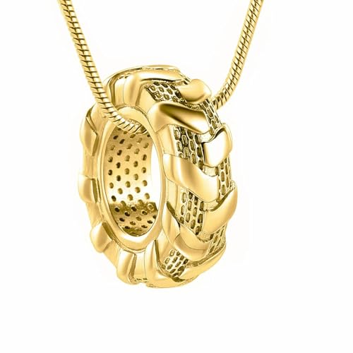 DOTUIARG Einäscherung Halskette Schmuck für Asche für Männer Edelstahl Rad Reifen Urne Memorial Anhänger Asche Halter Geliebte Andenken von DOTUIARG