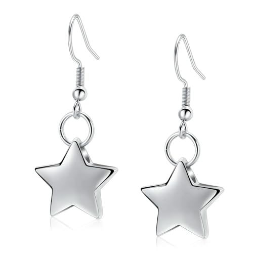 DOTUIARG Einäscherung Ohrringe für Asche Edelstahl Stern Anhänger Gedenkurnen Schmuck Andenken für geliebte Menschen Frauen Mädchen von DOTUIARG