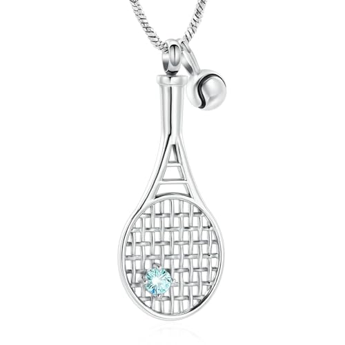 DOTUIARG Einäscherung Schmuck Andenken Tennisschläger Urne Halskette für Asche Edelstahl Gedenkschmuck Geschenk für Frauen Männer DOTUIARG Einäscherung Schmuck Andenken Tennisschläger Urne Halskette für Asche Edelstahl Gedenkschmuck Geschenk für Frauen Männer von DOTUIARG
