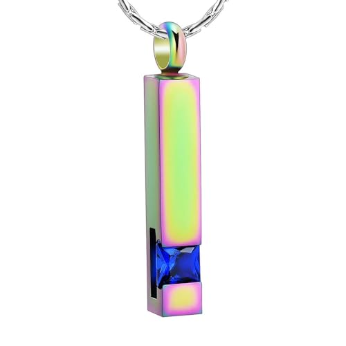 DOTUIARG Einäscherung Schmuck Asche Halskette Geburtsstein Bunt Würfel Urne Anhänger Denkmal Geliebte Asche Halter Andenken Geschenk für Frauen Männer von DOTUIARG