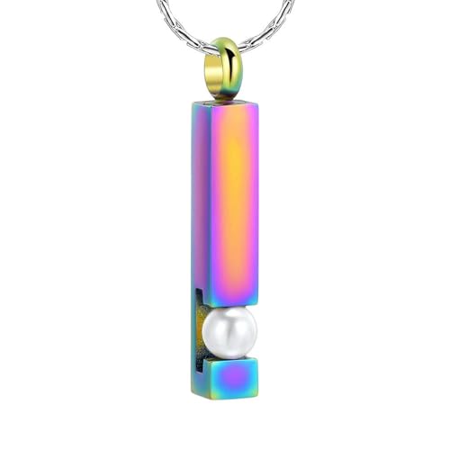 DOTUIARG Einäscherung Schmuck Asche Halskette Geburtsstein Bunt Würfel Urne Anhänger Denkmal Geliebte Asche Halter Andenken Geschenk für Frauen Männer von DOTUIARG