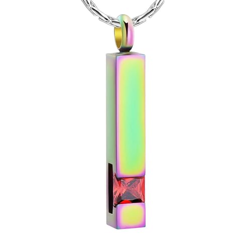 DOTUIARG Einäscherung Schmuck Asche Halskette Geburtsstein Bunt Würfel Urne Anhänger Denkmal Geliebte Asche Halter Andenken Geschenk für Frauen Männer von DOTUIARG