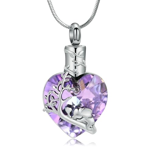 DOTUIARG Einäscherung Schmuck Blau Herz Urne Asche Halskette für Frauen Elefant Anhänger Asche Andenken Halter von DOTUIARG