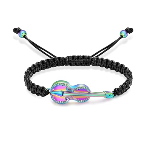 DOTUIARG Einäscherung Schmuck Gitarre Urne Armband für Asche für Frauen Männer Geflochtenes Seil Verstellbarer Armreif Andenken Beerdigung Gedenkgeschenk von DOTUIARG