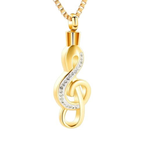 DOTUIARG Einäscherung Schmuck Musik Notizen Urne Halskette für Asche Edelstahl Andenken Geschenke Musik Liebhaber Anhänger Schmuck für Männer Frauen von DOTUIARG
