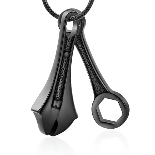 DOTUIARG Einäscherung Schmuck Werkzeug Schraubenschlüssel Memorial Urne Halskette Asche Halter für Männer Edelstahl Schraubenschlüssel Asche Andenken Urne Medaillon von DOTUIARG