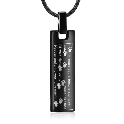 DOTUIARG Einäscherung Schmuck für Asche Haustier Einäscherung Urne Halskette mit Haustier Pfote Abdruck Edelstahl Memorial Anhänger Geschenk für Frauen Männer von DOTUIARG