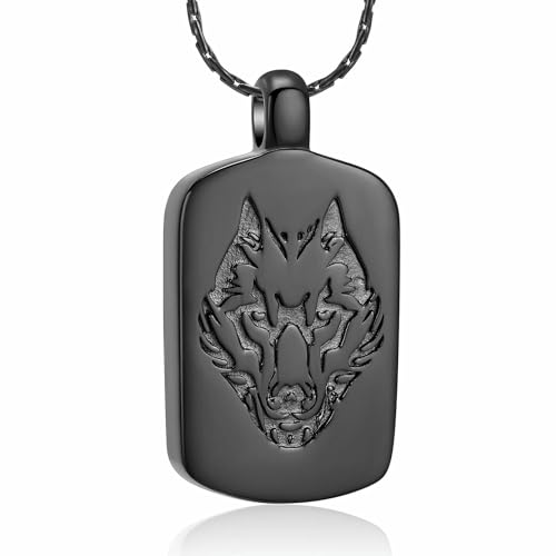DOTUIARG Einäscherung Schmuck für Asche Hundemarke Urne Halskette Gedenkanhänger Mensch Haustier Asche Halter Andenken Geschenk für Männer Frauen von DOTUIARG