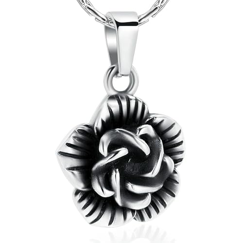 DOTUIARG Einäscherung Schmuck für Asche Rose Blume Urne Halskette Memorial Anhänger Halten Asche von geliebten Menschen Andenken Geschenk für Frauen von DOTUIARG