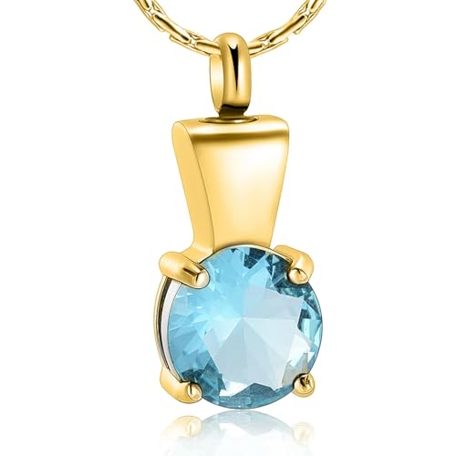 DOTUIARG Einäscherung Schmuck für Asche für Frauen Runde Geburtsstein Anhänger Urne Memorial Halskette Geliebte Asche Halter Andenken Geschenk von DOTUIARG