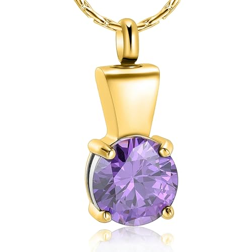 DOTUIARG Einäscherung Schmuck für Asche für Frauen Runde Geburtsstein Anhänger Urne Memorial Halskette Geliebte Asche Halter Andenken Geschenk von DOTUIARG