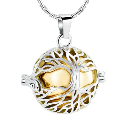 DOTUIARG Einäscherung Schmuck hohler Lebensbaum Urne Halskette mit kleinem Glas Asche Halter Kugel Form Anhänger von DOTUIARG