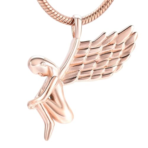 DOTUIARG Engel Mädchen Urnen Für Menschliche Asche Einäscherung Anhänger Halskette Fee Form Memorial schwarz Schmuck Asche Halter 5 Farben von DOTUIARG