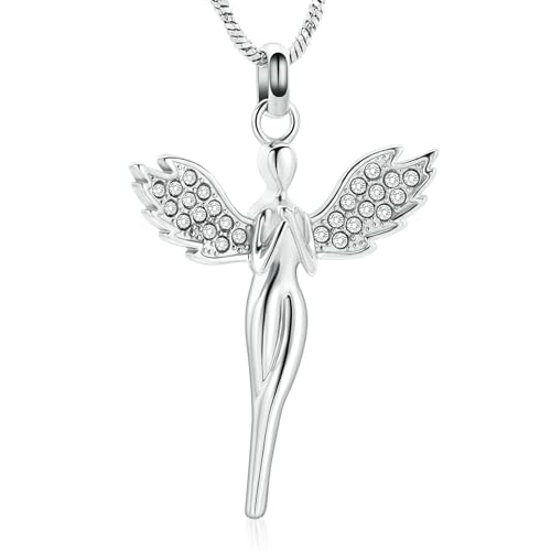 DOTUIARG Feuerbestattung Schmuck Engel Dame Urne Halskette für Asche für Frauen Memorial Andenken Urne Medaillon Anhänger Halskette von DOTUIARG