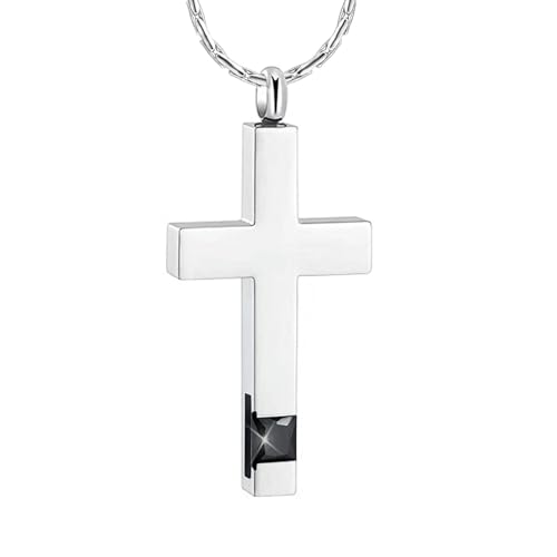DOTUIARG Feuerbestattung Schmuck Geburtssteine Kreuz Urnen Anhänger Gedenkurne Halskette für Menschen Haustier Asche Medaillon Andenken für Frauen Männer von DOTUIARG