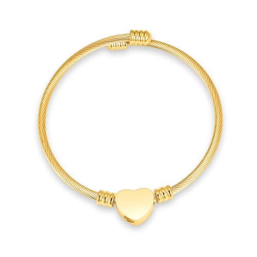 DOTUIARG Feuerbestattung Schmuck Urne Armband für Asche - Edelstahl Kabel Manschette Verstellbarer Armreif Herz Anhänger Armband Andenken von DOTUIARG