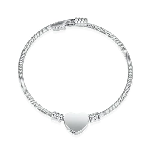 DOTUIARG Feuerbestattung Schmuck Urne Armband für Asche - Edelstahl verstellbarer Armreif Herz Anhänger Armband Andenken von DOTUIARG