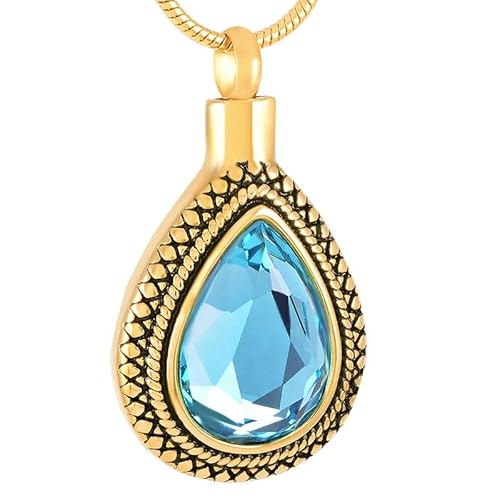 DOTUIARG Feuerbestattung Schmuck Urne Halskette für Asche Tropfen Zirkon Edelstahl Beerdigung Andenken Gedenkanhänger von DOTUIARG