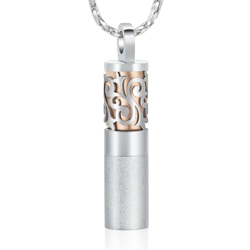 DOTUIARG Feuerbestattung Schmuck Zylinder Urne Halskette für Asche Edelstahl Memorial Anhänger Geliebte Andenken Geschenk für Frauen Männer von DOTUIARG