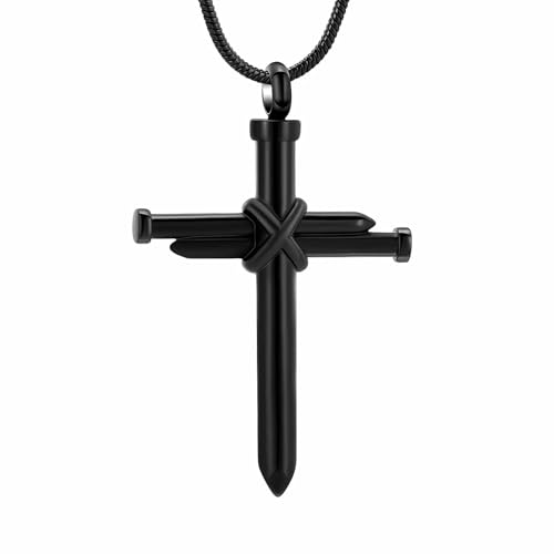DOTUIARG Feuerbestattungsschmuck Kreuz Urne Halskette für Asche für Männer Memorial Medaillon Anhänger Schmuck für geliebten Menschen von DOTUIARG
