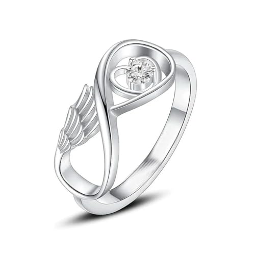 DOTUIARG Flügel Einäscherung Ring für Asche Gedenkurne Schmuck Mensch Haustier Asche Halter Edelstahl eingelegt Kristall Beerdigung Andenken von DOTUIARG