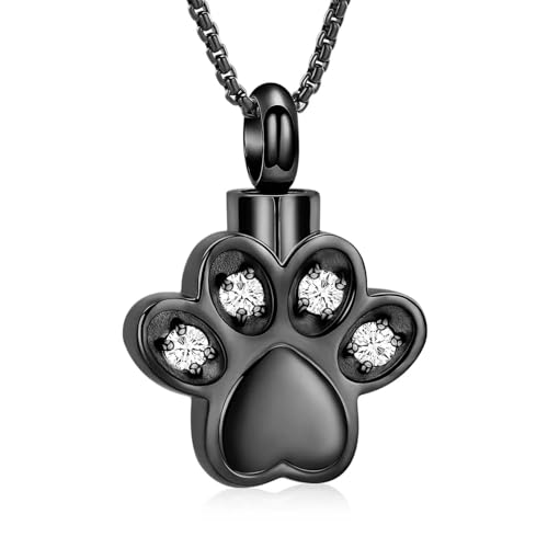DOTUIARG Haustier Einäscherung Schmuck Pfote Form Urne Halskette für Asche Hund Katze Gedenkanhänger Asche Halter Beerdigung Andenken für Frauen Männer von DOTUIARG