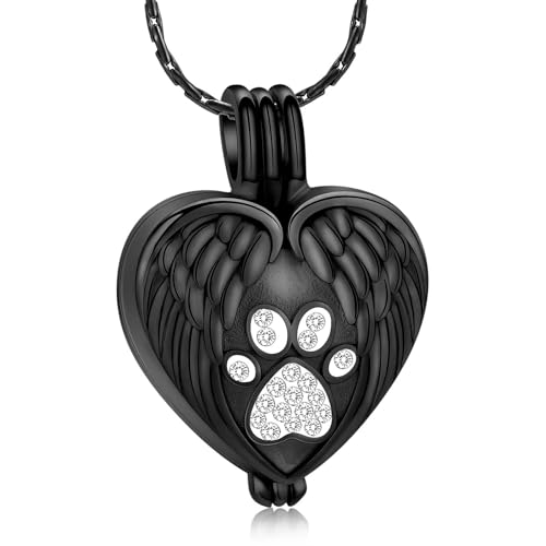 DOTUIARG Haustier Einäscherung Schmuck für Asche Pfote Abdruck Herz Urne Halskette Andenken Medaillon Hund Katze Memorial Anhänger Geschenk für Frauen Männer von DOTUIARG