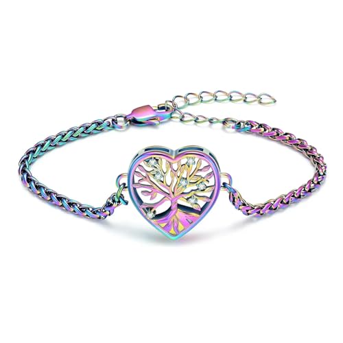 DOTUIARG Herz Urne Armband für Asche Edelstahl Baum des Lebens Einäscherung Schmuck Andenken Mensch Haustier Gedenkgeschenk für Frauen Mädchen von DOTUIARG