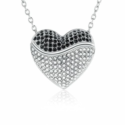 DOTUIARG Herz Urne Halskette für Asche Einäscherung Schmuck Andenken Edelstahl Intarsien Kristall Anhänger Memorial Geschenk für Frauen von DOTUIARG