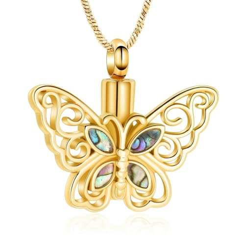 DOTUIARG Hollow Butterfly Cremation Urn Halsketten Für Asche/Parfüm Halten Edelstahl Frau Mädchen Memorial Jewelry Dropship von DOTUIARG