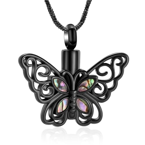 DOTUIARG Hollow Butterfly Cremation Urn Halsketten Für Asche/Parfüm Halten Edelstahl Frau Mädchen Memorial Jewelry Dropship von DOTUIARG