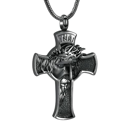 DOTUIARG Kreuz Urne Halskette für Asche für Frauen Männer Einäscherung Schmuck Gedenkanhänger Mensch Haustier Beerdigung Andenken von DOTUIARG