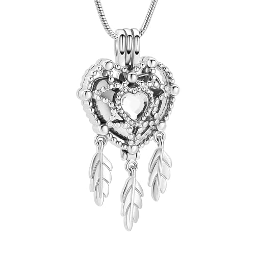 DOTUIARG Kristall Herz Urne Halsketten für Asche Einäscherung Schmuck mit Andenken Haustier Memorial Hohler Anhänger von DOTUIARG