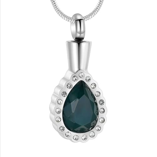DOTUIARG Kristall Teardrop Cremation Urne Halskette Openable Charm Anhänger Für Asche Halter Memorial Andenken Schmuck Halsketten von DOTUIARG
