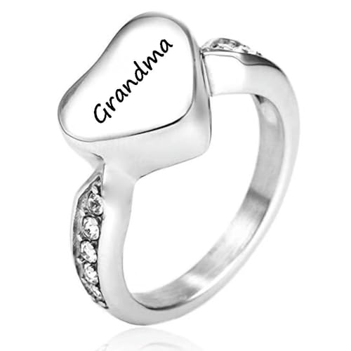 DOTUIARG Liebe Herz Einäscherung Asche Ringe Edelstahl Memorial Urne Ring Asche Andenken Einäscherung Schmuck Größe 6-10 von DOTUIARG