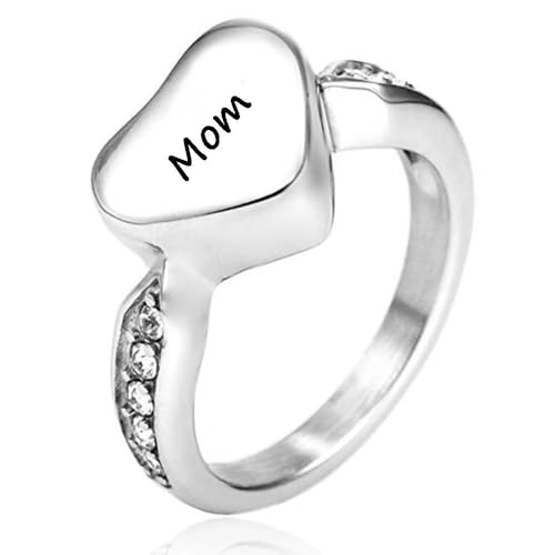 DOTUIARG Liebe Herz Einäscherung Asche Ringe Edelstahl Memorial Urne Ring Asche Andenken Einäscherung Schmuck Größe 6-10 von DOTUIARG