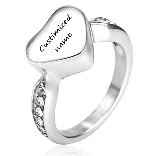 DOTUIARG Liebe Herz Einäscherung Asche Ringe Edelstahl Memorial Urne Ring Asche Andenken Einäscherung Schmuck Größe 6-10 von DOTUIARG