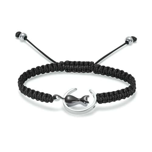 DOTUIARG Mond Urne Armband für Asche Katze Einäscherung Schmuck Verstellbare Andenken Gedenkschmuck Edelstahl Asche Armband für Frauen von DOTUIARG