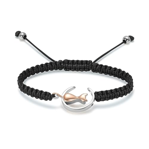 DOTUIARG Mond Urne Armband für Asche Katze Einäscherung Schmuck Verstellbare Andenken Gedenkschmuck Edelstahl Asche Armband für Frauen von DOTUIARG