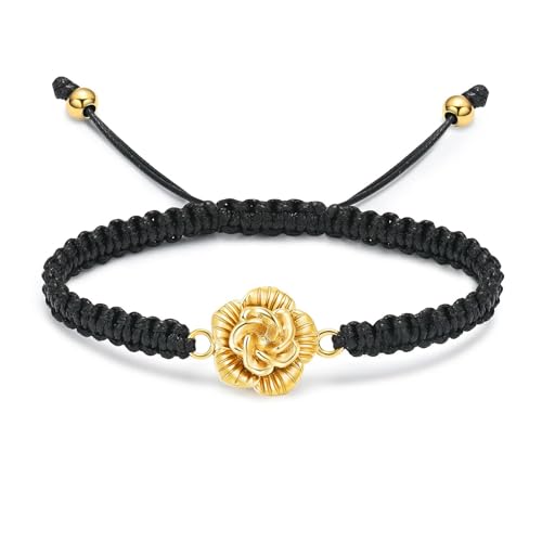DOTUIARG Rose Blume Einäscherung Armband für Asche für Frauen handgemachte geflochtene Seil verstellbarer Armreif Andenken Urne Gedenkschmuck Geschenk von DOTUIARG