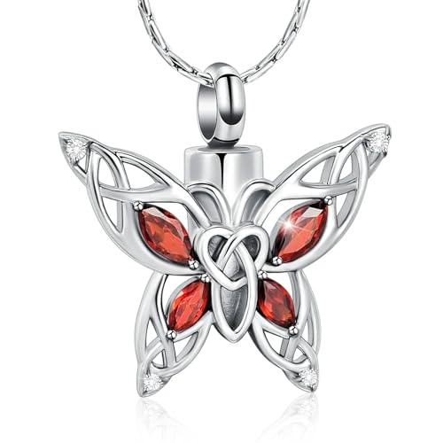 DOTUIARG Schmetterling Urne Halskette Einäscherung Schmuck für Asche für Frauen Edelstahl Intarsien Kristall Memorial Anhänger Asche Halter Andenken von DOTUIARG