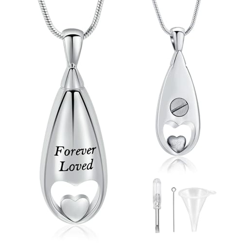 DOTUIARG Teardrop Urn Halskette Halten Herz Edelstahl Einäscherung Schmuck Für Asche Geliebter Für Immer Geliebter Memorial Anhänger von DOTUIARG