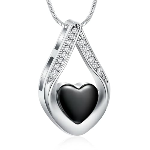 DOTUIARG Teardrop Urne Halskette für Asche Herz Einäscherung Schmuck für Frauen Männer Edelstahl Memorial Anhänger Beerdigung Andenken von DOTUIARG