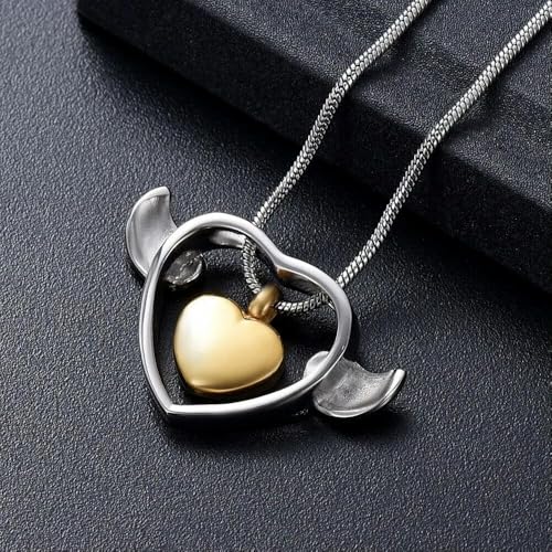 DOTUIARG Urne Halskette Asche Halter mit Herz Urnen Charm Anhänger Einäscherung Schmuck Asche Urnen Andenken Personalisiert Frauen Geschenk von DOTUIARG