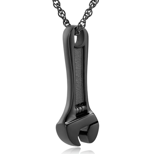 DOTUIARG Urne Halskette für Asche Schraubenschlüssel Einäscherung Schmuck Edelstahl Memorial Menschliche Asche Andenken Anhänger Halskette für Frauen Männer von DOTUIARG