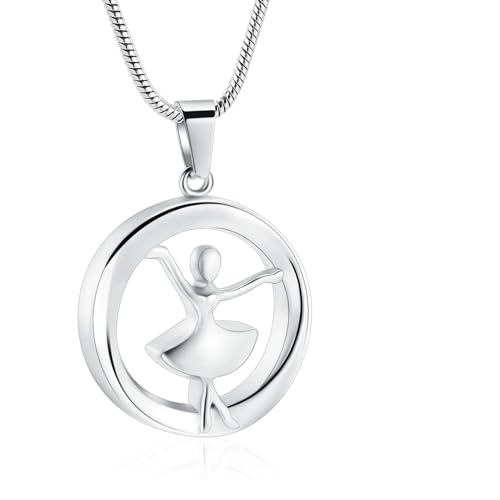 DOTUIARG Urne Halskette für Asche Zirkuläres Ballett Mädchen Einäscherung Schmuck Edelstahl Asche Anhänger für Frauen Andenken Memorial Halskette von DOTUIARG